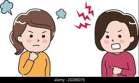 Women having a big argument. Vector illustration isolated on white background. Stock Vector