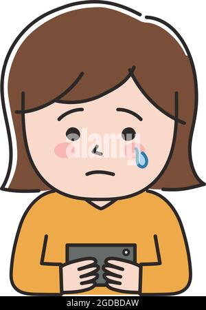 Phone crying tears isolated. cry smartphone Cartoon Style Vector Stock ...