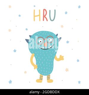 Monster colorful. Cute cartoon kawaii scary funny baby character. Happy Halloween. Vector illustration Stock Vector