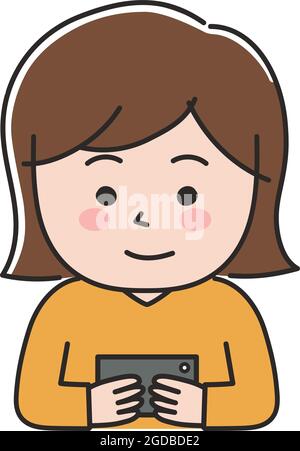 A woman staring at her smartphone. Vector illustration isolated on white background. Stock Vector