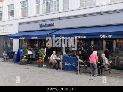 Carluccio's restaurant Beverley Yorkshire UK - people sitting outside eating at Carluccios, Beverley East Yorkshire England UK Stock Photo