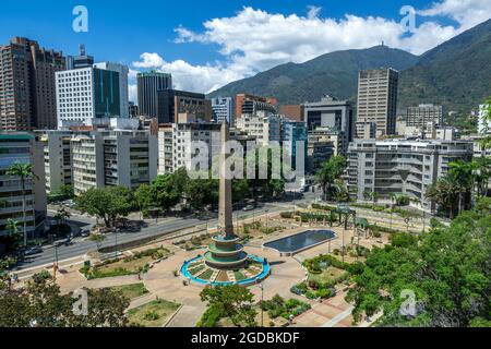 View of Plaza Francia de Altamira, Chacao municipality (also known as Plaza Altamira), in the heart of Caracas, capital of Venezuela. Stock Photo