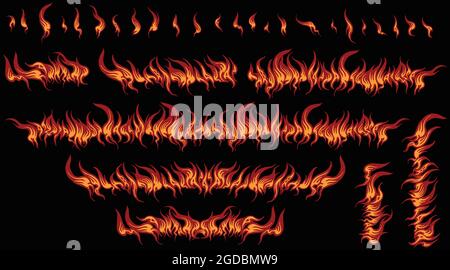 Fiery details. Design set. Editable hand drawn illustration. Vector ...
