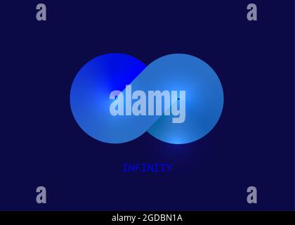 blue infinity business logo Template for your design. Eternity concept colorful gradient Vector illustration isolated on blue navy background Stock Vector