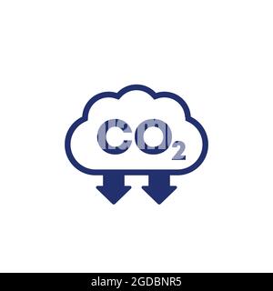 co2, carbon emission reducing vector icon Stock Vector