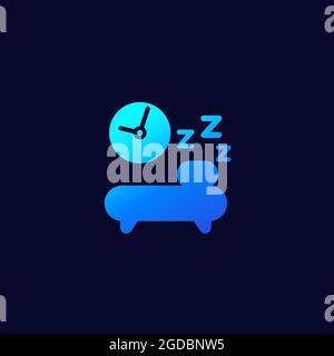 sleeping time icon on dark Stock Vector