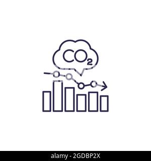 co2, carbon emissions levels chart line icon Stock Vector