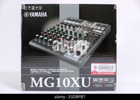 Princeton New Jersey August 11 2021: Yamaha MG10XU CV 10-Channel Mixer With Effects box Image Stock Photo