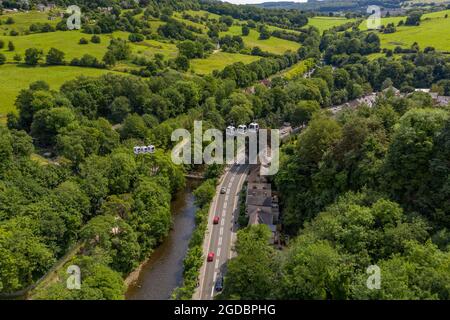 Matlock Bath Aerial Drone View Derbyshire Stock Photo