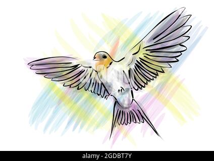 Hirundo rustica on multicolor background Stock Vector