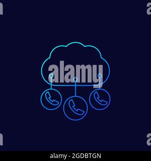 Voip telephony icon, line vector Stock Vector