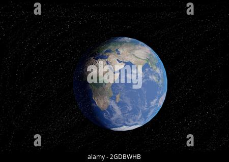 Continents American, Euro Asian African, North and South Pole view of the Earth from stellar space Stock Photo