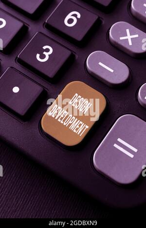 Handwriting text Design Development. Internet Concept technical aspects of materials and building systems Writing Interesting Online Topics, Typing Stock Photo