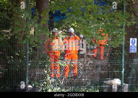 Wendover, Buckinghamshire, UK. 10th August, 2021. HS2 Ltd were doing surveillance and filming a lone female today walking past their site on public land. HS2 regularly film people near their sites. Credit: Maureen McLean/Alamy Stock Photo