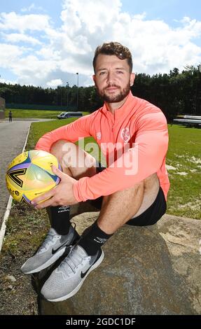 Embargoed for Sunday Newspapers Sat for Sunday 15th August 2021 Oriam Sports Centre Edinburgh.Scotland UK.10th Aug-21 Hearts Craig Halkett Press Conference for Sundays Premier Sports Cup match vs Celtic .Pic Credit: eric mccowat/Alamy Live News