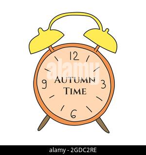 Colored clock with the inscription Autumn time. Vector illustration. Stock Vector