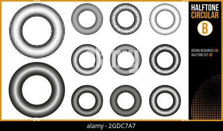 Set of halftones in a circular shape  Stock Vector