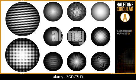 Set of halftones in a circular shape  Stock Vector