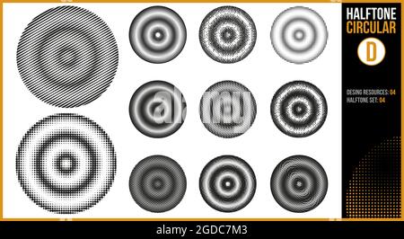 Set of halftones in a circular shape  Stock Vector