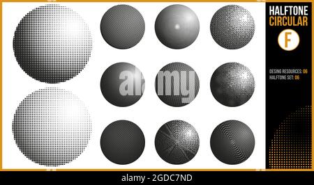 Set of halftones in a circular shape  Stock Vector