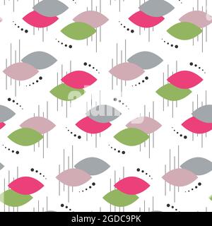 Pattern with multi-colored elongated ovals. Horizontal pattern with lines.  Stock Vector