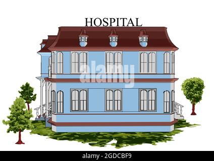 hospital building isolated on white background Stock Vector