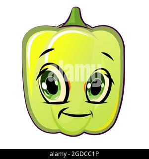 Bell pepper cheerful smile. Juicy red vegetable with a muzzle. Cartoon style. Isolated over white background. illustration. Stock Photo