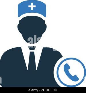 Call, doctor icon is isolated on white background. Use for graphic and web design or commercial purposes. Vector EPS file. Stock Vector