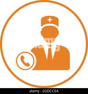 Call, doctor icon is isolated on white background. Use for graphic and web design or commercial purposes. Vector EPS file. Stock Vector