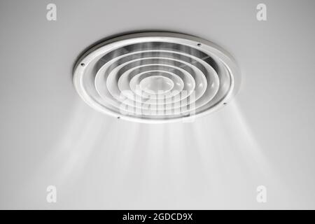 Home Room Ceiling Ventilation. Modern Interior Air Vent Stock Photo