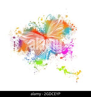 Abstraction multicolored butterflies. Multi-colored blots. Mixed media. Vector illustration Stock Vector