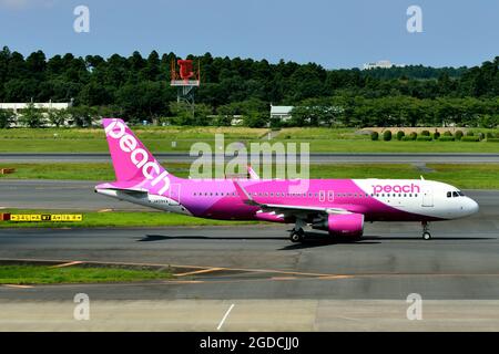 Peach Aviation, Airbus, A320 CEO, WL, JA09VA, Taxi to TO, Tokyo Narita Airport, Chiba, Japan