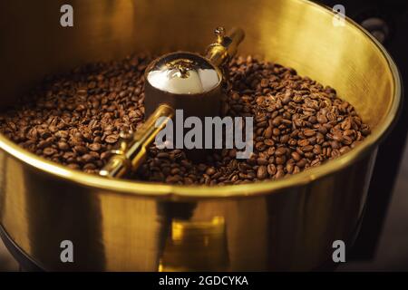 Modern coffee roaster cooling tray, closeup view Stock Photo