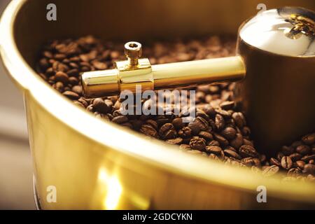 Modern coffee roaster cooling tray, closeup view Stock Photo