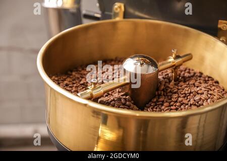 Modern coffee roaster cooling tray, closeup view Stock Photo