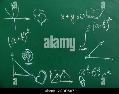 Math formulas written on chalkboard Stock Photo