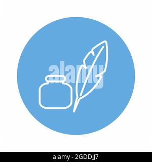 Icon Vector of Feather Quill - Blue Monochrome Style - simple illustration. Editable stroke. Design template vector.outline style design.Vector graphi Stock Vector
