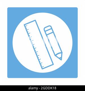 Icon Vector of Pencil Ruler - White Moon Style - simple illustration. Editable stroke. Design template vector.outline style design.Vector graphic illu Stock Vector