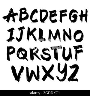 Handwriting brush lettering alphabet letters. Stock Photo