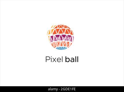 pixel ball logo design template Stock Vector