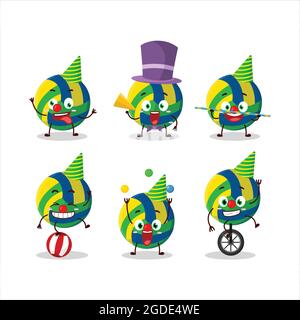 Cartoon character of volleyball with various circus shows. Vector illustration Stock Vector