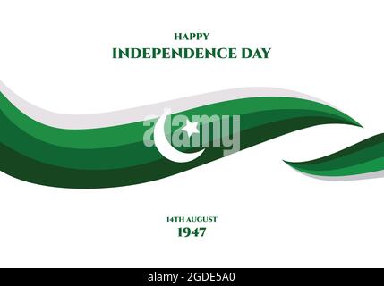 Independence day of Pakistan creative banner or poster with national flag background. August 14 1947. Islamic country. Stock Vector