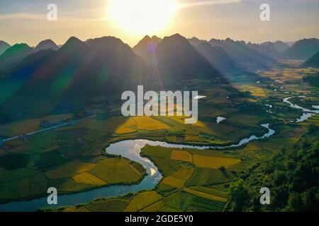 Nice Bac Son rice paddy Lang Son province northern Vietnam Stock Photo