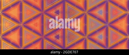 Seamless abstract multi colored purple, orange, yellow textured kaleidoscope pattern. Symmetrical geometric ornament for packaging design, wrapping paper, wallpaper, background. Stock Vector