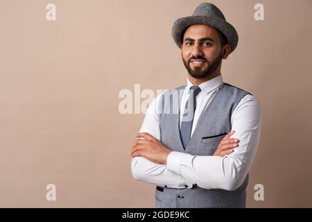 Close up portrait of young arab man in studio Stock Photo