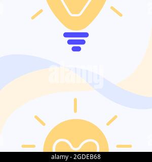 Glowing Light Bulb Drawing Cut In Half Displaying Fresh Discoveries. Shining Glass Lamp Design Showing New Message And Meaning. Stock Vector