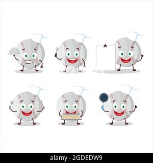 Cartoon character of baseball with various chef emoticons. Vector illustration Stock Vector