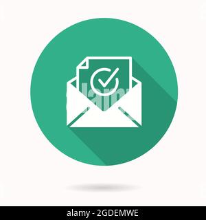 Verification icon. Simple illustration with long shadow isolated for graphic and web design. Stock Vector