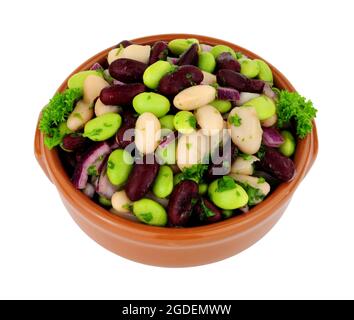 Bowl of fresh three bean salad isolated on a white background Stock Photo