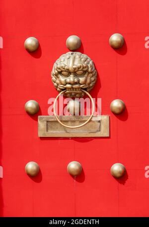 Ornate door in Chinatown, Liverpool, England Stock Photo
